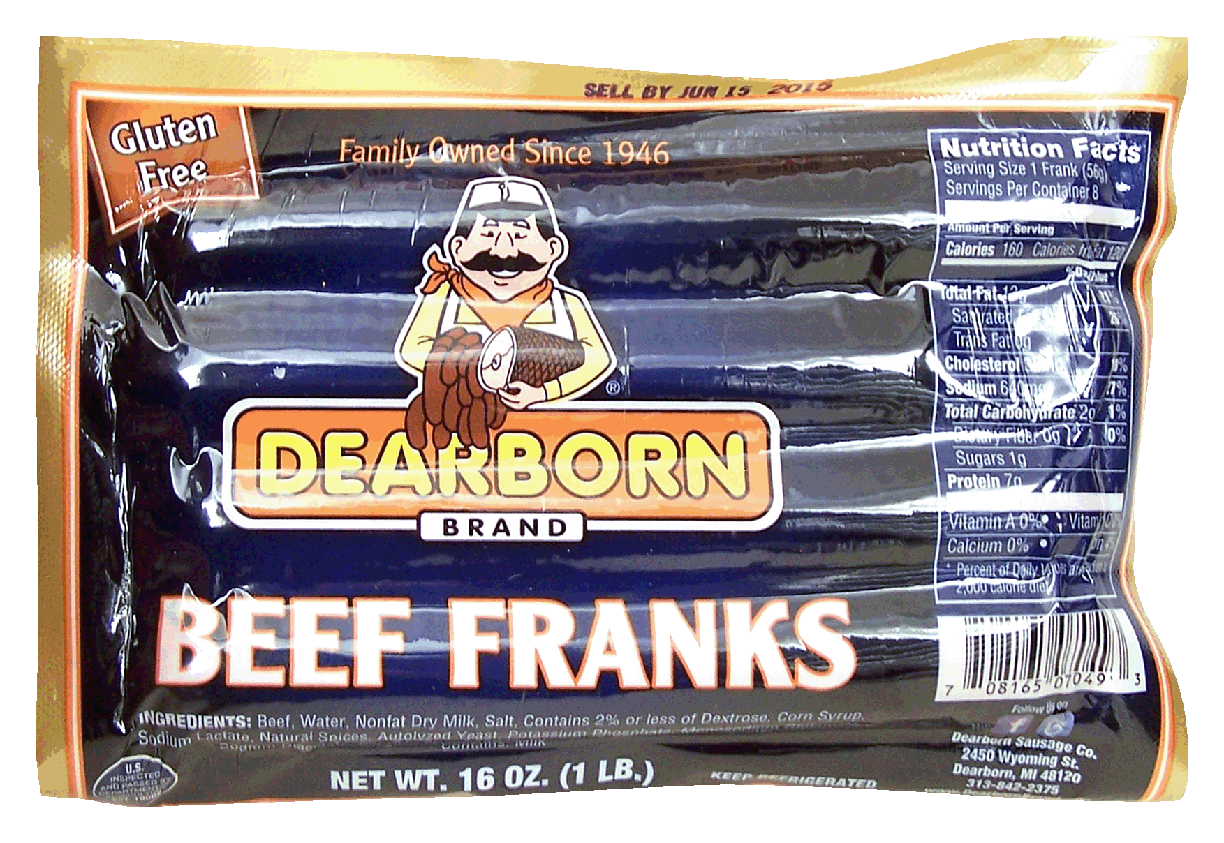 Dearborn  beef franks, 8-count Full-Size Picture